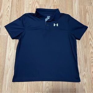 Boys YXL HeatGear Under Armour Navy Collard button up Shirt-Nice!!!